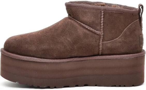 Ugg Bruine Suède Platform Enkellaars Brown Dames