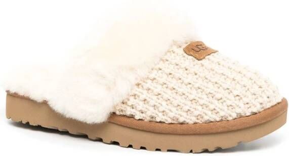 Ugg Comfortabele Gebreide Schapenvacht Instappers Beige Dames