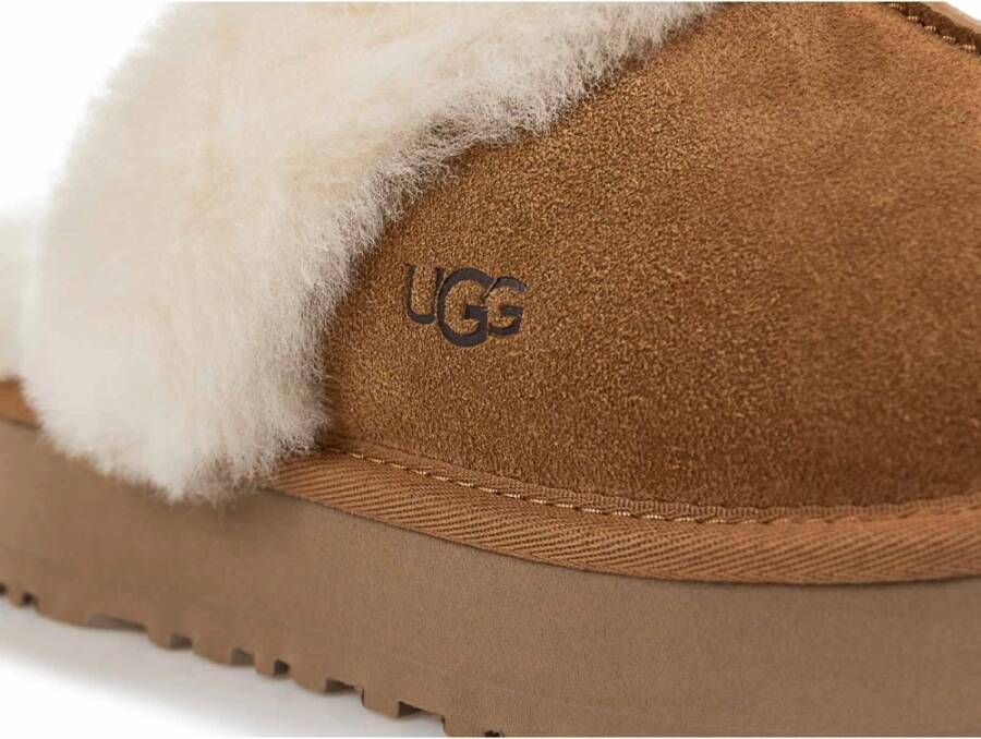 Ugg Dames Pantoffels Bruin Leer Wol Brown Dames