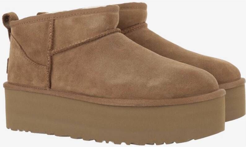 Ugg Enkellaarzen van suède met reliëf detail Brown Dames