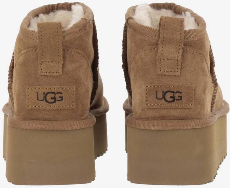 Ugg Enkellaarzen van suède met reliëf detail Brown Dames