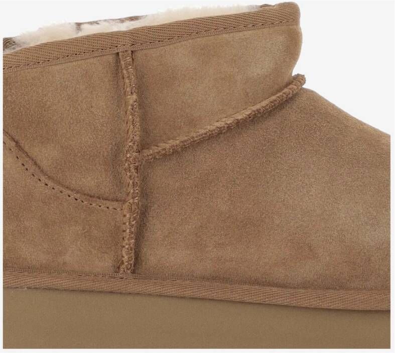 Ugg Enkellaarzen van suède met reliëf detail Brown Dames