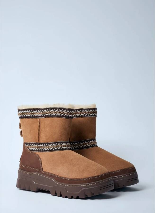 Ugg Geborduurde Suède Mini Laarzen Brown Dames