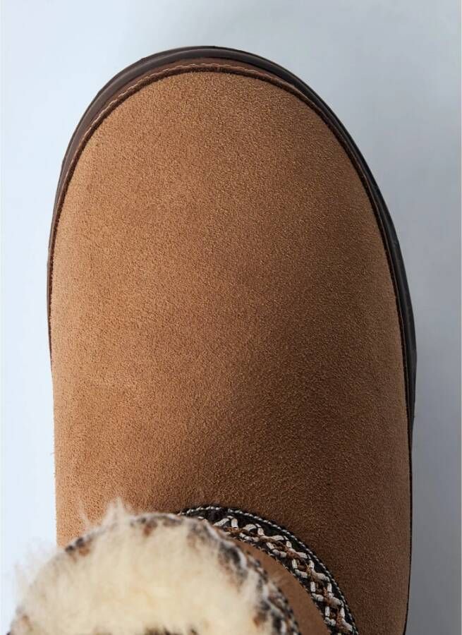 Ugg Geborduurde Suède Mini Laarzen Brown Dames