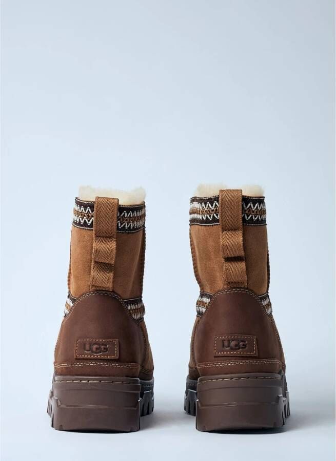 Ugg Geborduurde Suède Mini Laarzen Brown Dames