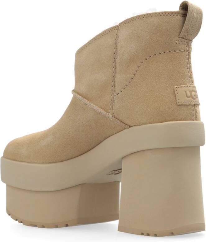 Ugg Gehakte enkellaarzen New Heights Platform Beige Dames