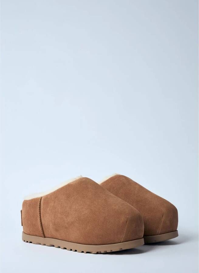 Ugg Gevoerde Flatform Slides met Shearling Brown Dames