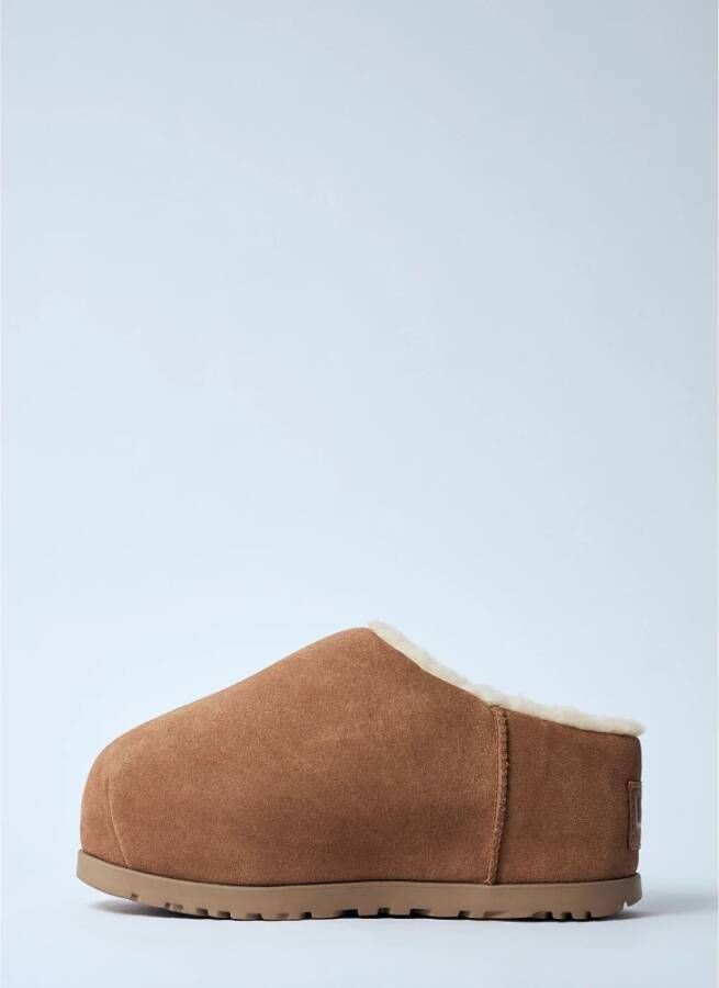 Ugg Gevoerde Flatform Slides met Shearling Brown Dames