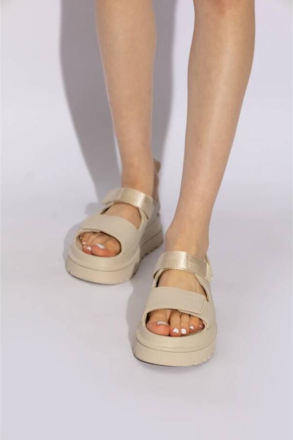 Ugg Goudglans platform sandalen Beige Dames