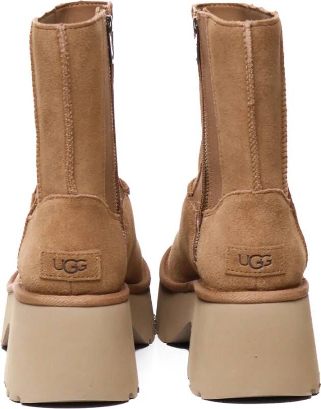 Ugg Kastanje Suède Sandalen met Brede Hak Brown Dames