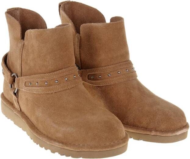 Ugg Kastanjebruin Leren Overgangslaarzen Brown Dames