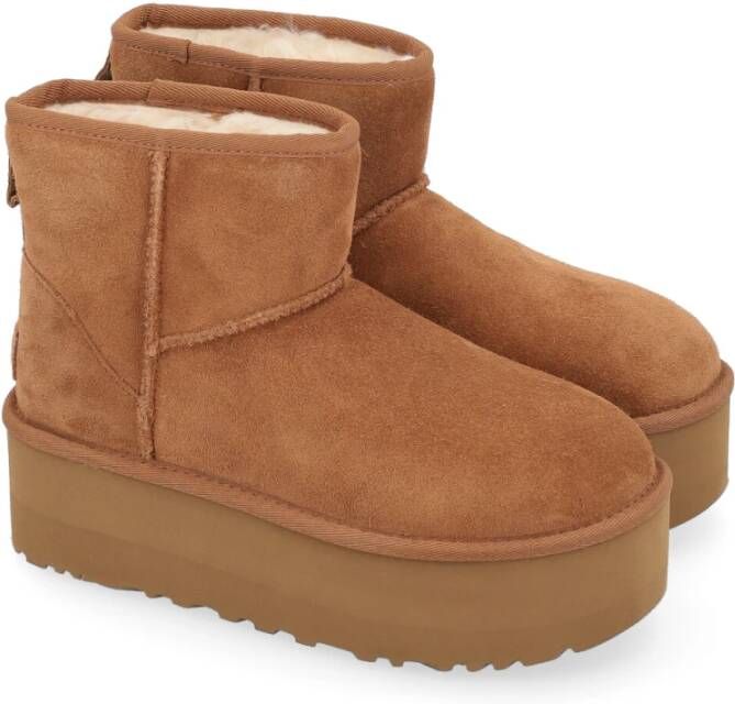 Ugg Klassieke Mini Platform Suède Laars Beige Dames