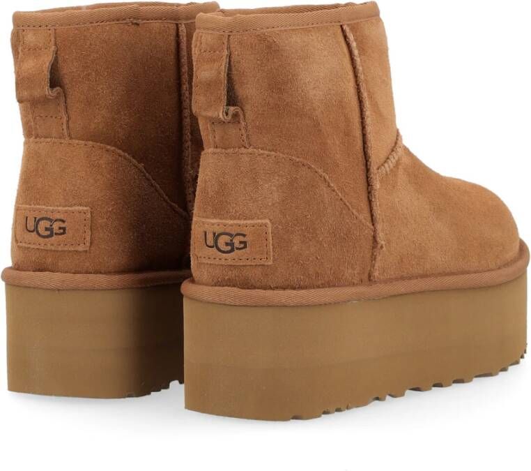 Ugg Klassieke Mini Platform Suède Laars Beige Dames