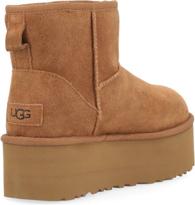 Ugg Klassieke Mini Platform Suède Laars Beige Dames