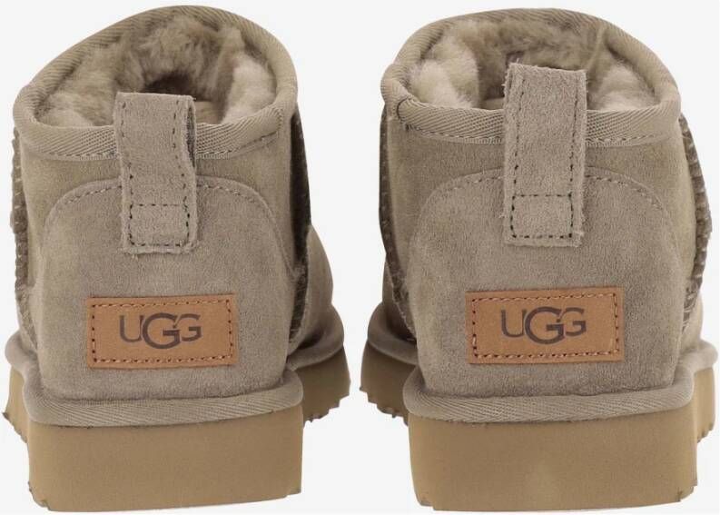 Ugg Leren enkellaarzen met reliëf stiksels Beige Dames