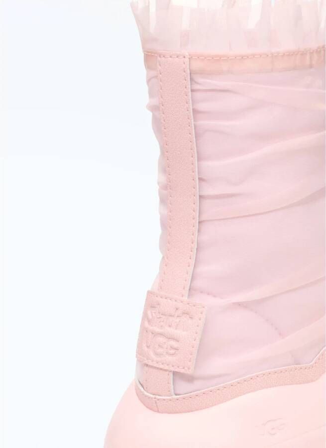 Ugg Mesh Overlay Ruffle Short Boots Franjes Pink Dames