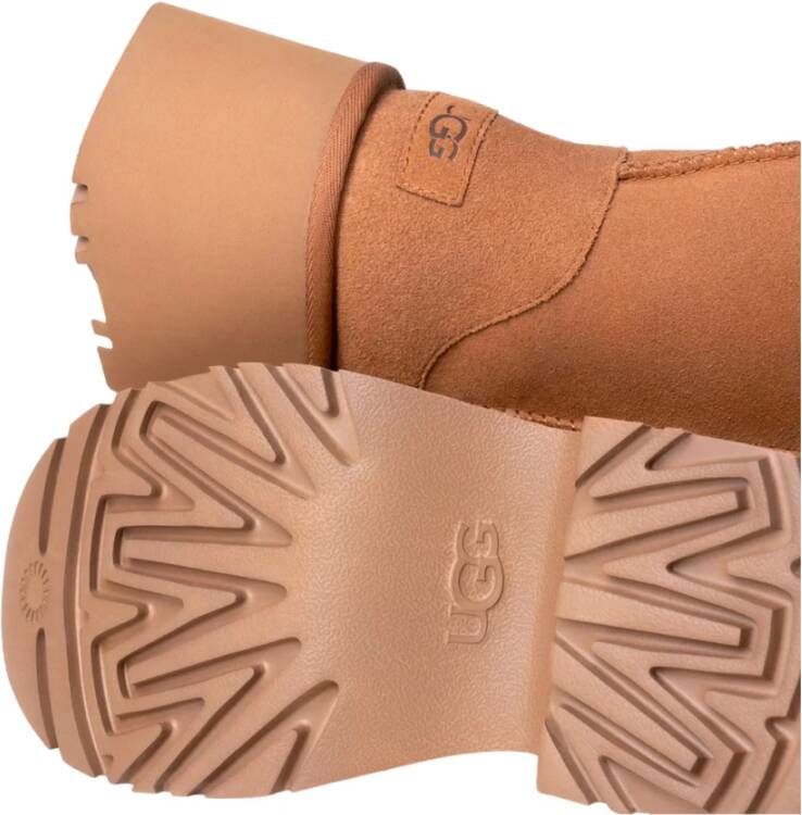 Ugg Platform Enkellaarzen met Ronde Neus Brown Dames