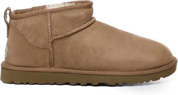 Ugg Schapenvacht Enkellaarsjes Kastanje Rubber Zool Brown Heren