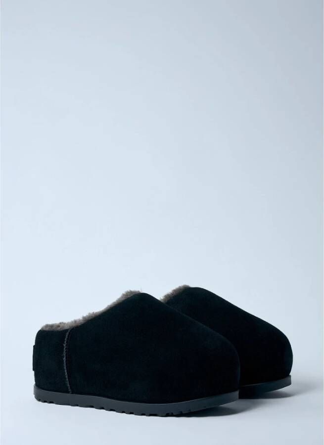 Ugg Shearling Gevoerde Flatform Slides Black Dames