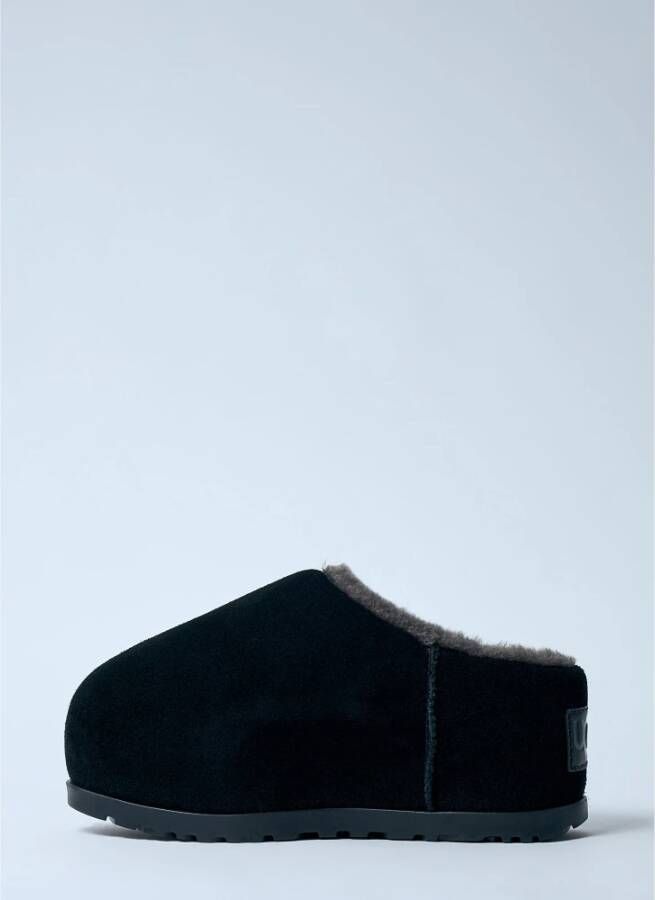 Ugg Shearling Gevoerde Flatform Slides Black Dames