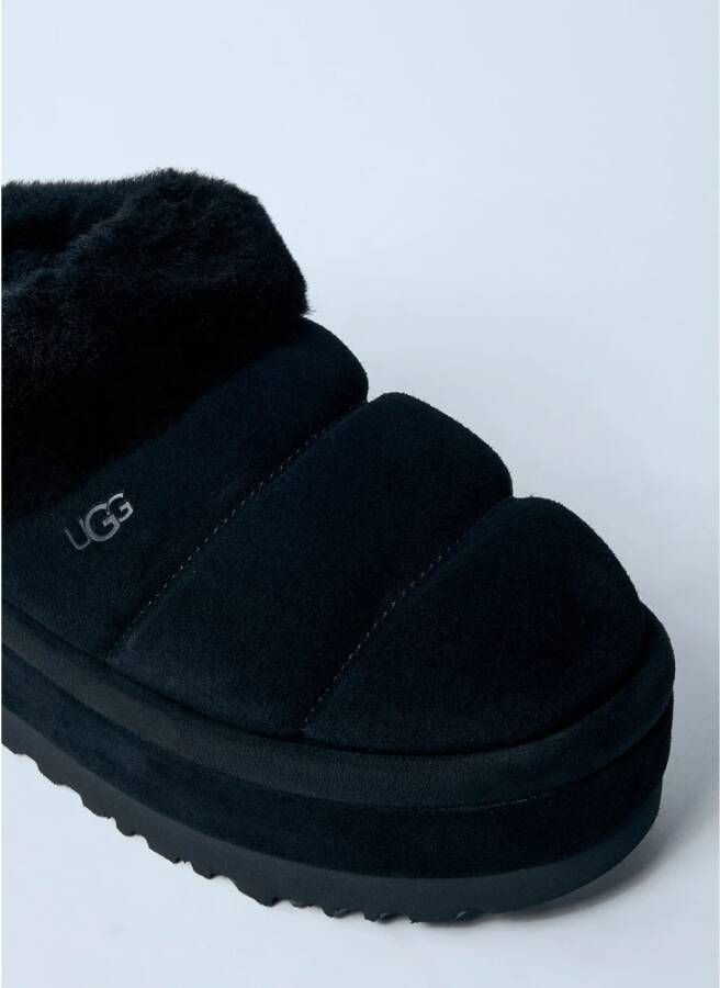 Ugg Shearling Platform Pantoffels met Gewatteerde Kraag Black Dames