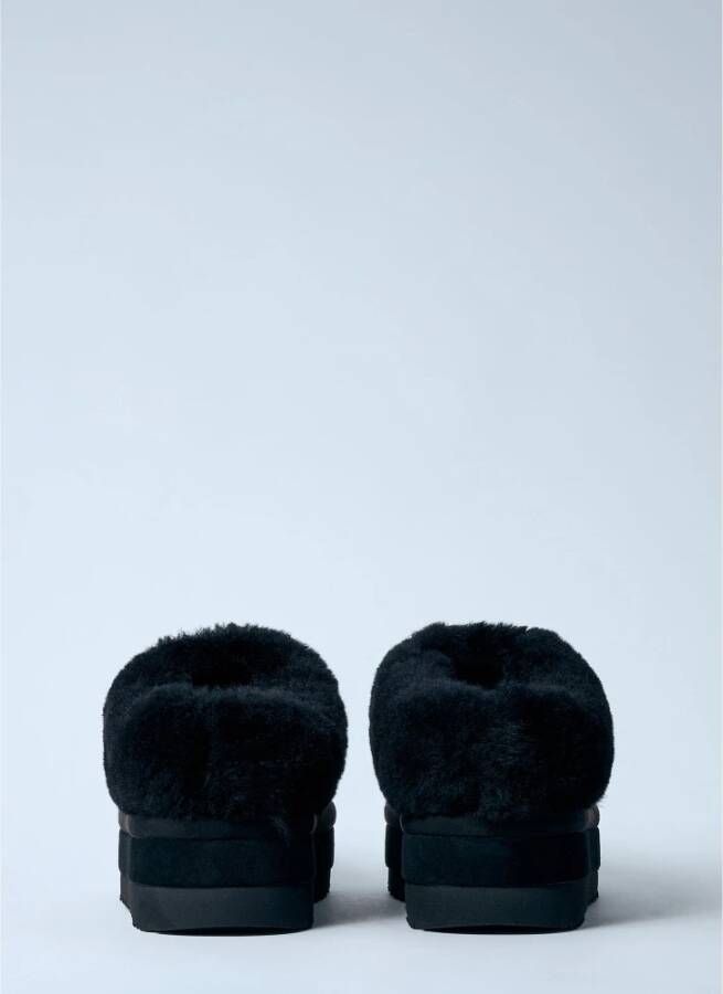 Ugg Shearling Platform Pantoffels met Gewatteerde Kraag Black Dames