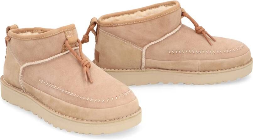 Ugg Shearling Suede Mini Laarzen Beige Dames