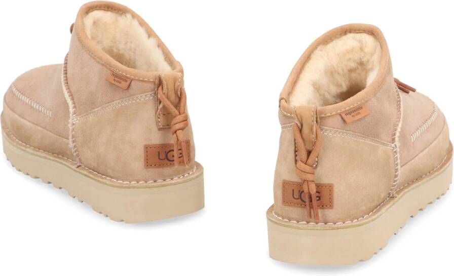 Ugg Shearling Suede Mini Laarzen Beige Dames