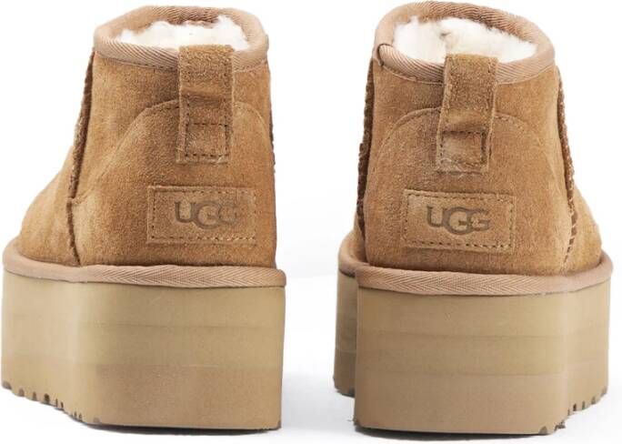 Ugg Suède Enkellaars met Plateau Brown Dames