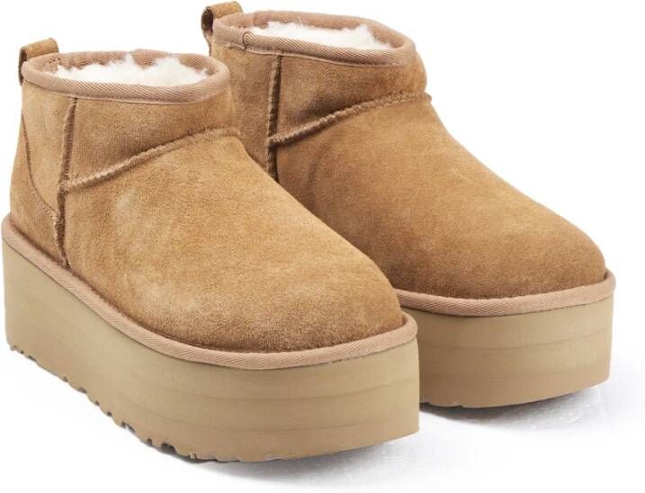 Ugg Suède Enkellaars met Plateau Brown Dames