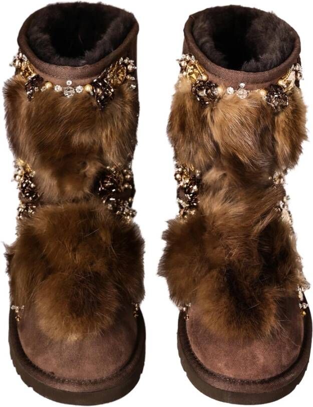 Ugg Suède Enkellaarzen met Stenen Brown Dames