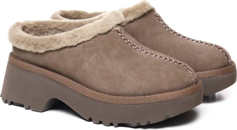 Ugg Suede Klompen met Rubber Hak Brown Dames