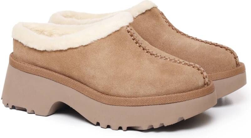 Ugg Suède Klompen Sandalen Kastanje Schapenvacht Brown Dames