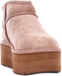 Ugg Suède Logo Laarzen Rubber Zool Beige Dames