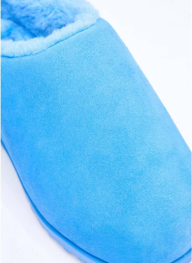 Ugg Suede Shearling Slides Flatform Sole Blue Heren