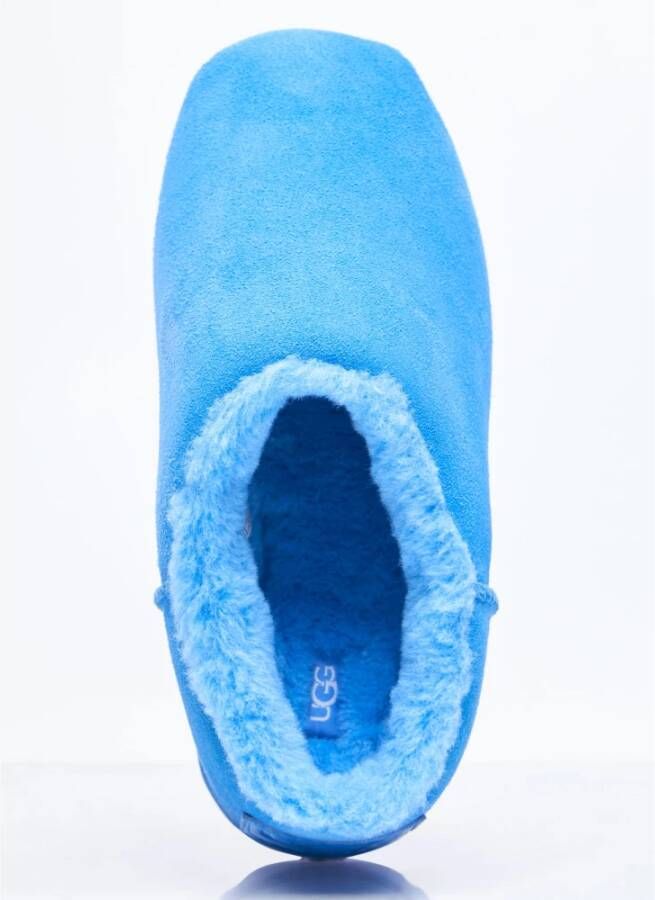 Ugg Suede Shearling Slides Flatform Sole Blue Heren