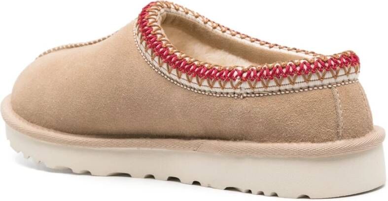 Ugg Suede Tasman Pantoffels Geborduurde Details Beige Dames