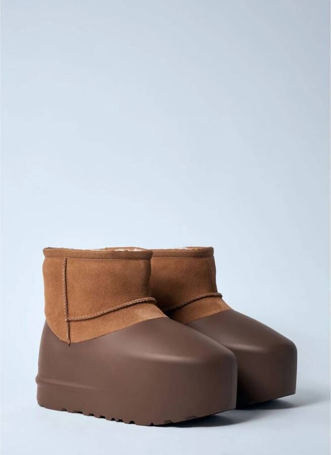 Ugg Suède Verborgen Platform Enkellaarzen Brown Dames