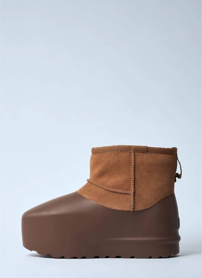 Ugg Suède Verborgen Platform Enkellaarzen Brown Dames