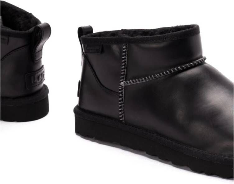 Ugg Zwarte leren geborduurde enkellaarzen Black Heren