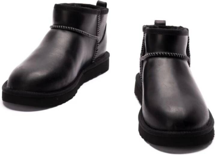 Ugg Zwarte leren geborduurde enkellaarzen Black Heren