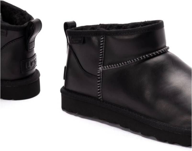 Ugg Zwarte Leren Klassieke Ultra Mini Laarzen Black Heren