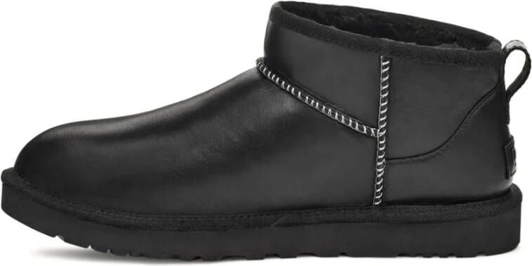 Ugg Zwarte Leren Klassieke Ultra Mini Laarzen Black Heren