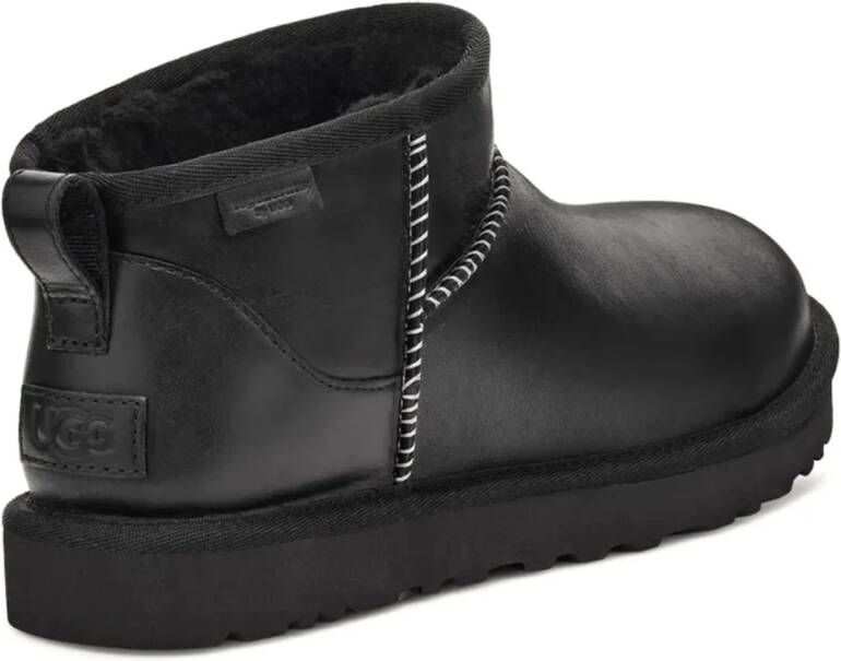 Ugg Zwarte Leren Klassieke Ultra Mini Laarzen Black Heren