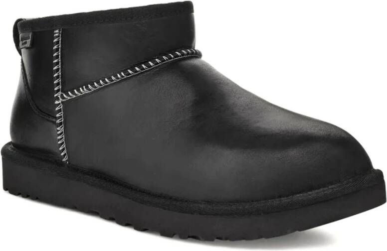 Ugg Zwarte Leren Klassieke Ultra Mini Laarzen Black Heren