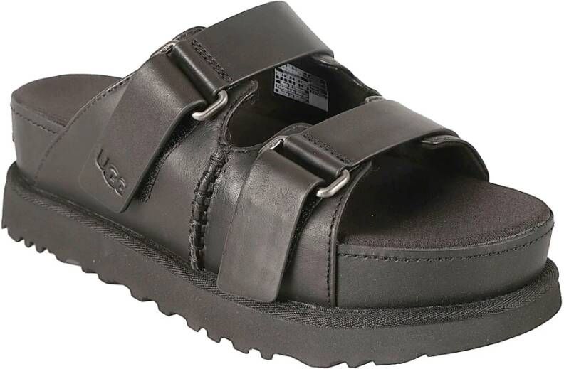 Ugg Zwarte Leren Sandalen met Plateauzool Black Dames