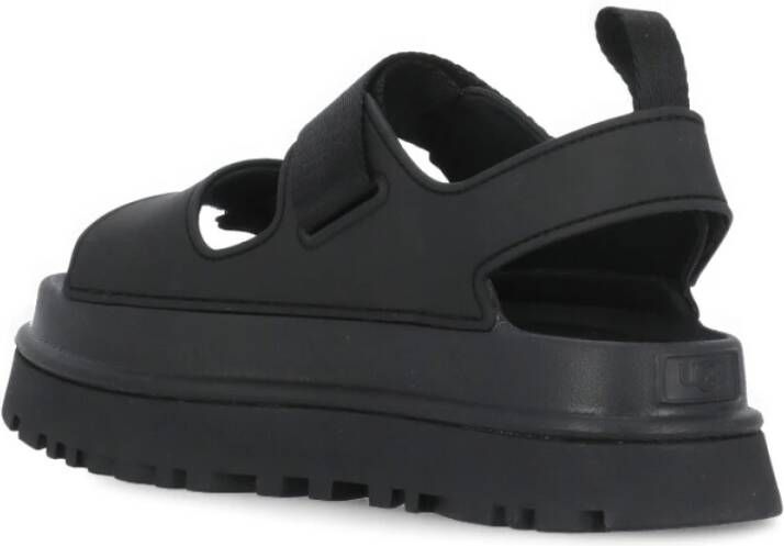 Ugg Zwarte Sandalen Ronde Neus Plateauzool Black Dames