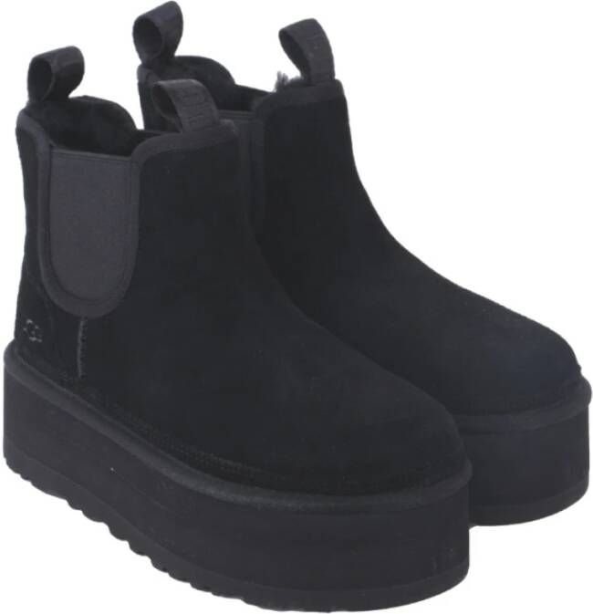 Ugg Zwarte Suède Enkellaarzen met Schapenvacht Black Dames