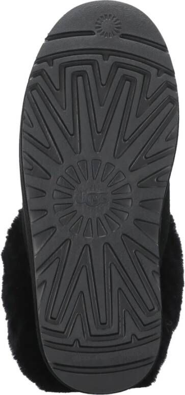 Ugg Zwarte Suède Slipper met Shearling Kraag Black Dames