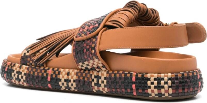 Ulla Johnson Alba Geweven Franje Sandalen Brown Dames